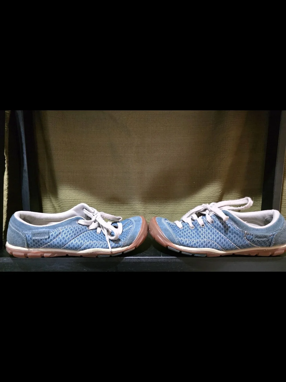 Keen Light Blue Canvas Sandal-Style Sneakers with Brown Soles